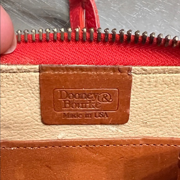 Vintage 90s Dooney & Burke Red AWL Leather Crossbody Belt Bag - Picture 2 of 7